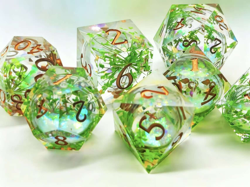 Prozirni set kockica od smole za D&D – poliedarske kocke D20 za stolne igre