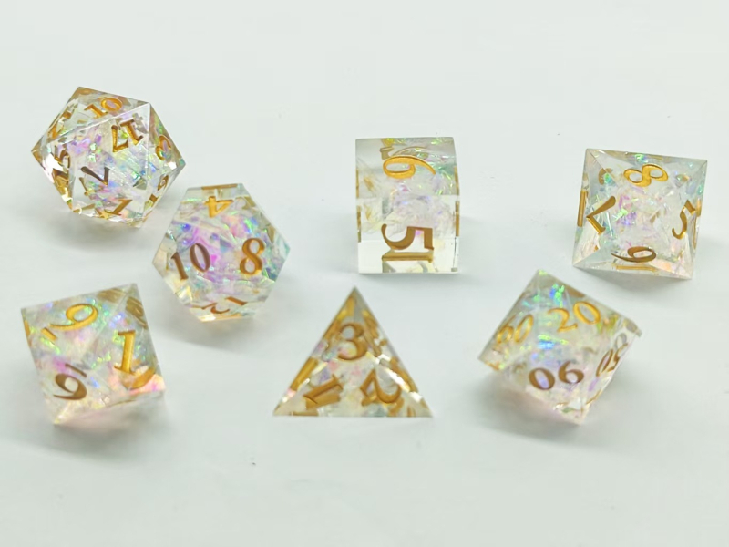 Prozirni set kockica od smole za D&D – poliedarske kocke D20 za stolne igre