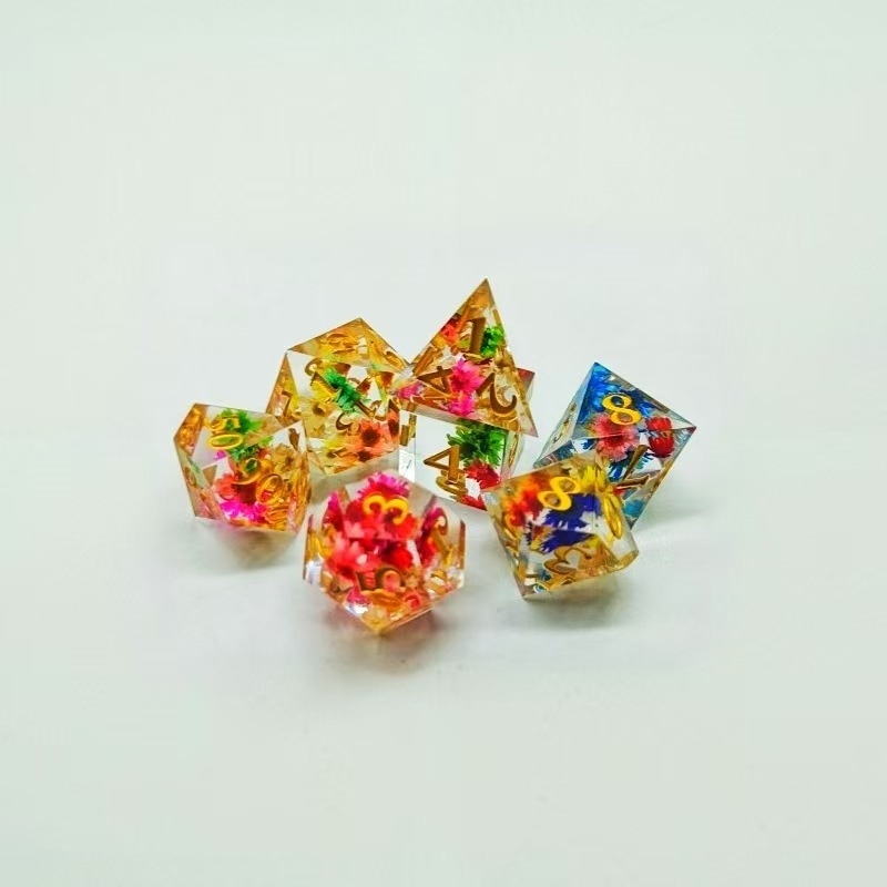 Prozirni set kockica od smole za D&D – poliedarske kocke D20 za stolne igre