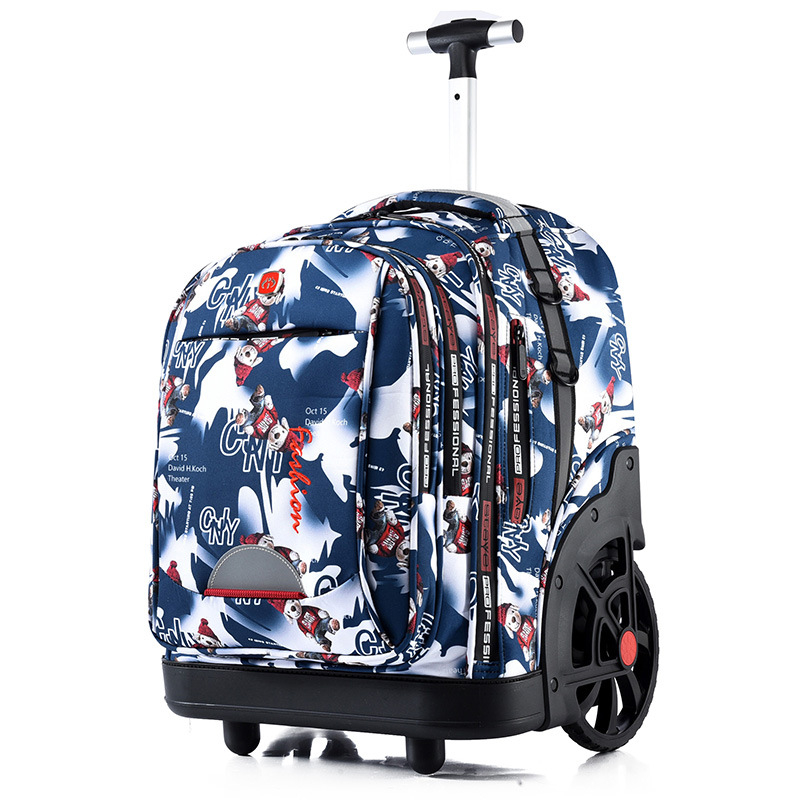 Κυλιόμενο σακίδιο για μαθητές γυμνασίου, unisex, με μεγάλο χώρο, ταξιδιωτικό σακίδιο με ρόδες, κατάλληλο για ανάβαση σκάλων