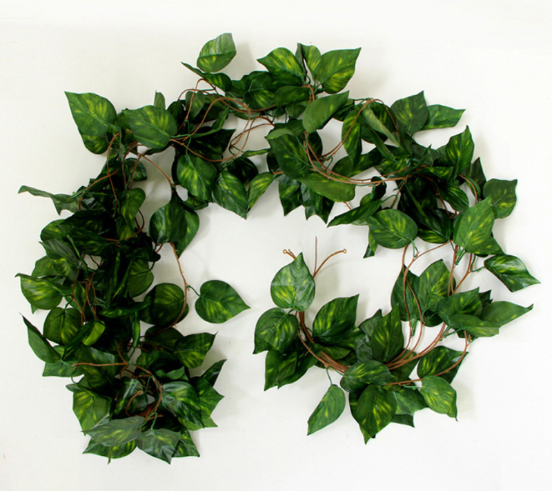 Vine artificiale pothos cu frunze pentru decor interior de tavan și ascunderea conductelor, plantă verde din plastic pentru înfășurare