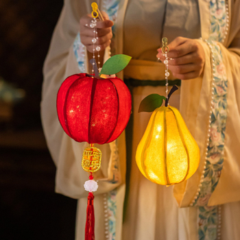 Fanar din lemn pentru copii – kit DIY manual, în stil antic chinezesc pastoral, cu motive de fructe luminoase
