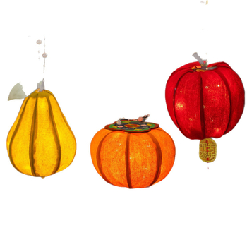Fanar din lemn pentru copii – kit DIY manual, în stil antic chinezesc pastoral, cu motive de fructe luminoase