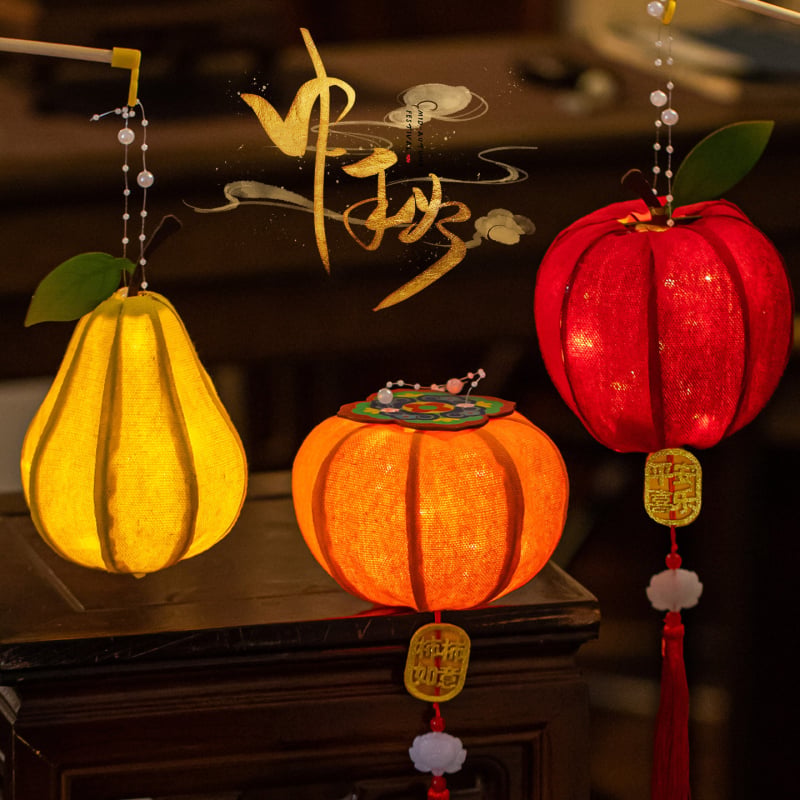 Fanar din lemn pentru copii – kit DIY manual, în stil antic chinezesc pastoral, cu motive de fructe luminoase