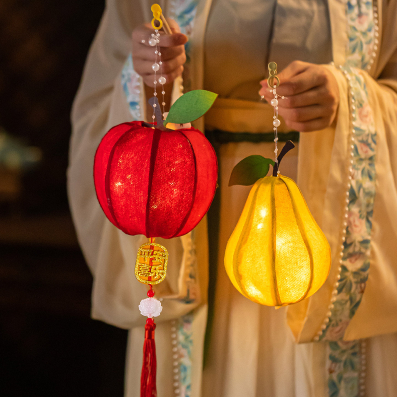 Fanar din lemn pentru copii – kit DIY manual, în stil antic chinezesc pastoral, cu motive de fructe luminoase