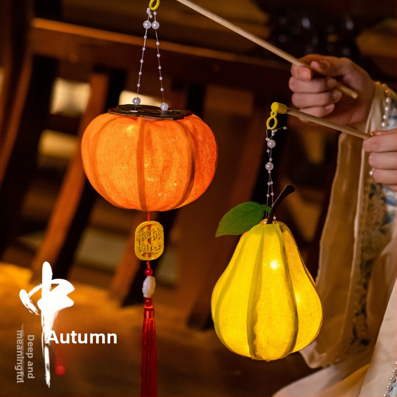 Fanar din lemn pentru copii – kit DIY manual, în stil antic chinezesc pastoral, cu motive de fructe luminoase