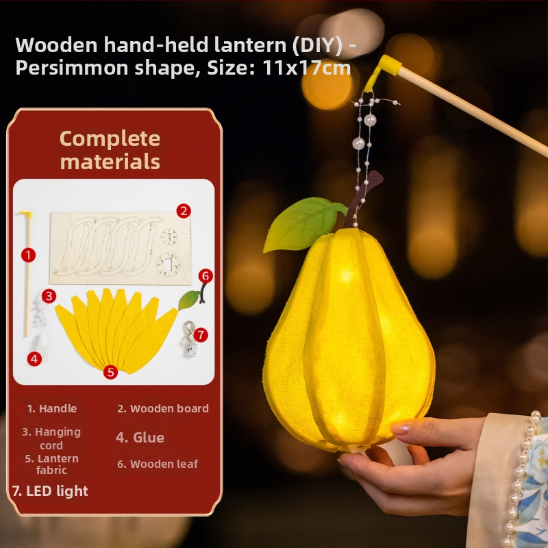 Fanar din lemn pentru copii – kit DIY manual, în stil antic chinezesc pastoral, cu motive de fructe luminoase