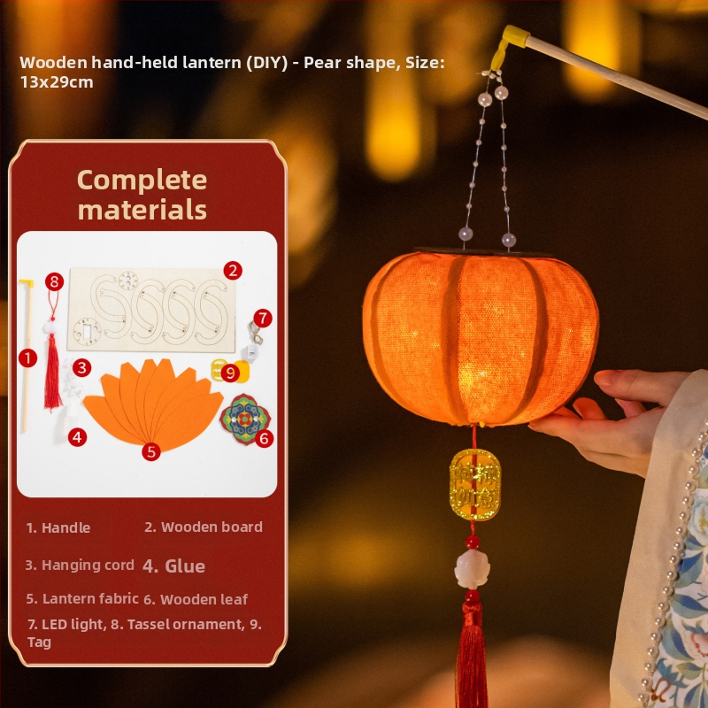 Fanar din lemn pentru copii – kit DIY manual, în stil antic chinezesc pastoral, cu motive de fructe luminoase