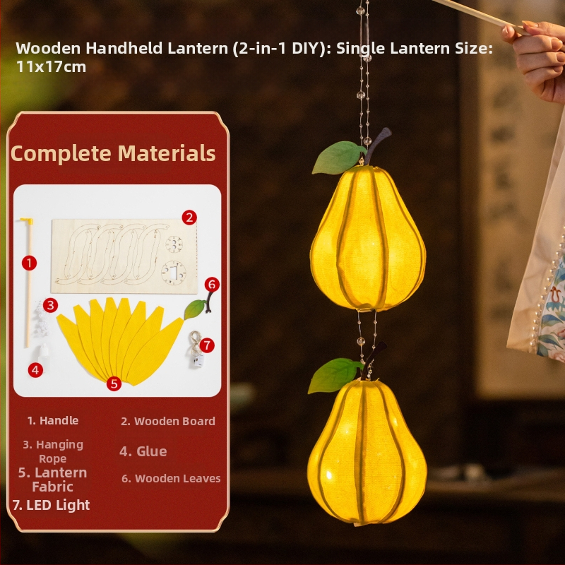 Fanar din lemn pentru copii – kit DIY manual, în stil antic chinezesc pastoral, cu motive de fructe luminoase