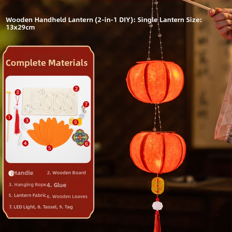 Fanar din lemn pentru copii – kit DIY manual, în stil antic chinezesc pastoral, cu motive de fructe luminoase