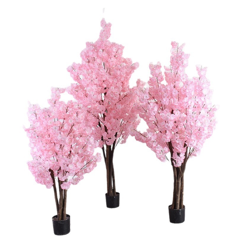 Plantă de podea cu flori roz de cireș, artificială, decor pentru living, înălime 100–200 cm