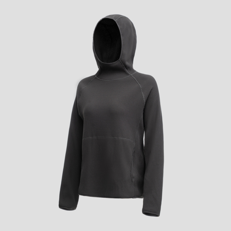 Ženski lagani waffle hoodie za outdoor sportove – mekani, elastični, dugi rukavi (proljeće 2026)