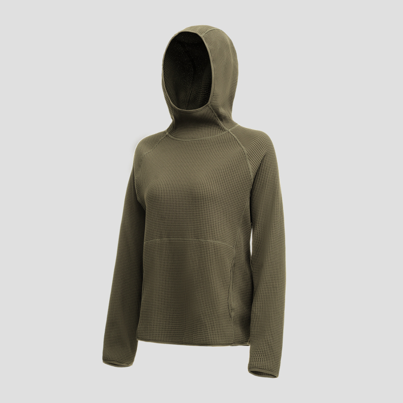 Ženski lagani waffle hoodie za outdoor sportove – mekani, elastični, dugi rukavi (proljeće 2026)