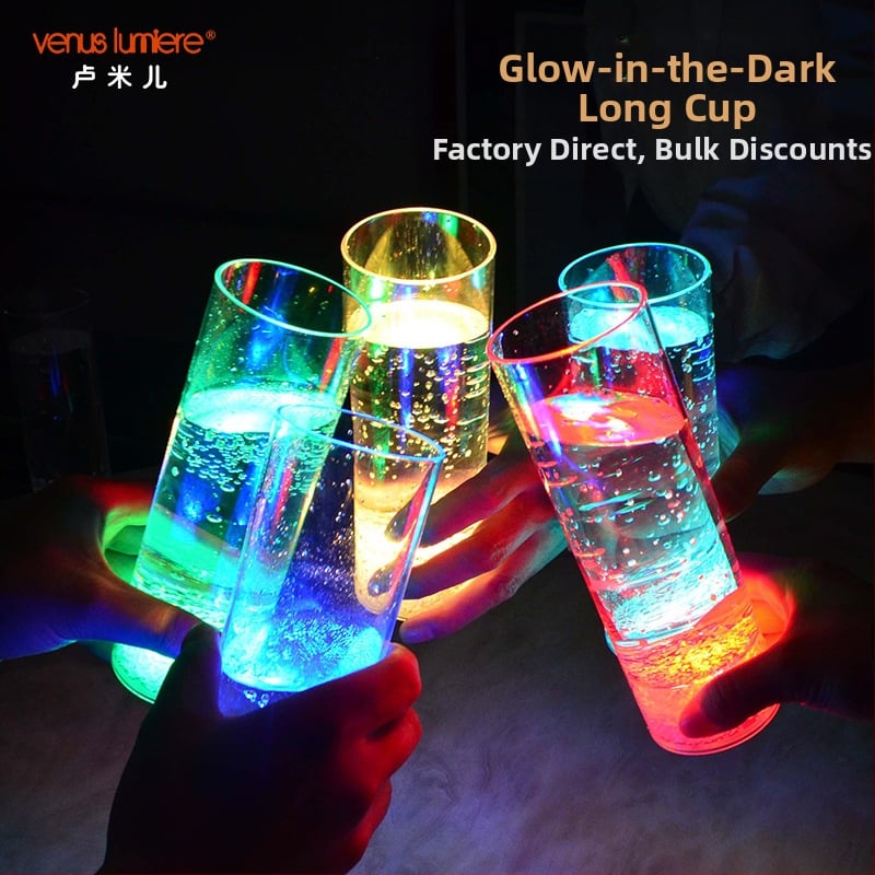 LED svetelný plastový pohár na víno, farebný na párty