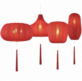 Felinar roșu în stil chinezesc, din țesătură elastică, pentru decor la restaurante și nunți, ornamente suspendate cu formă neregulată