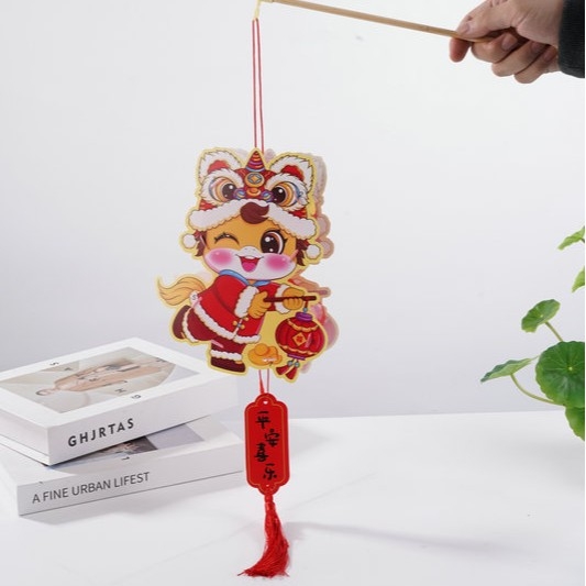 Model nou 2026 - Lanternă portabilă cu iluminare pentru copii, design desen animat, DIY, PVC lanternă cu flori (Anul Calului)
