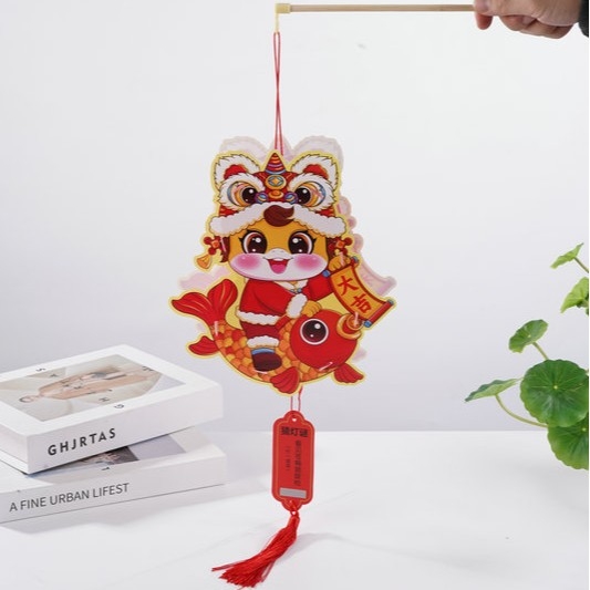 Model nou 2026 - Lanternă portabilă cu iluminare pentru copii, design desen animat, DIY, PVC lanternă cu flori (Anul Calului)