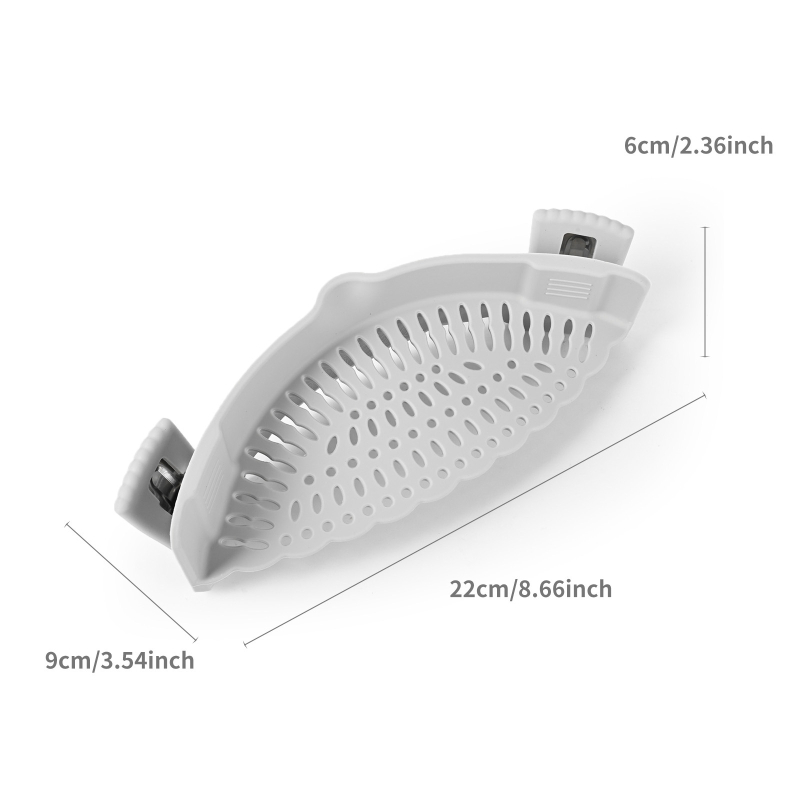 Scurgător pentru oală din silicon și oțel inoxidabil, cu clemă și protecție la margine – filtru pentru fructe și legume, etanș la scurgeri