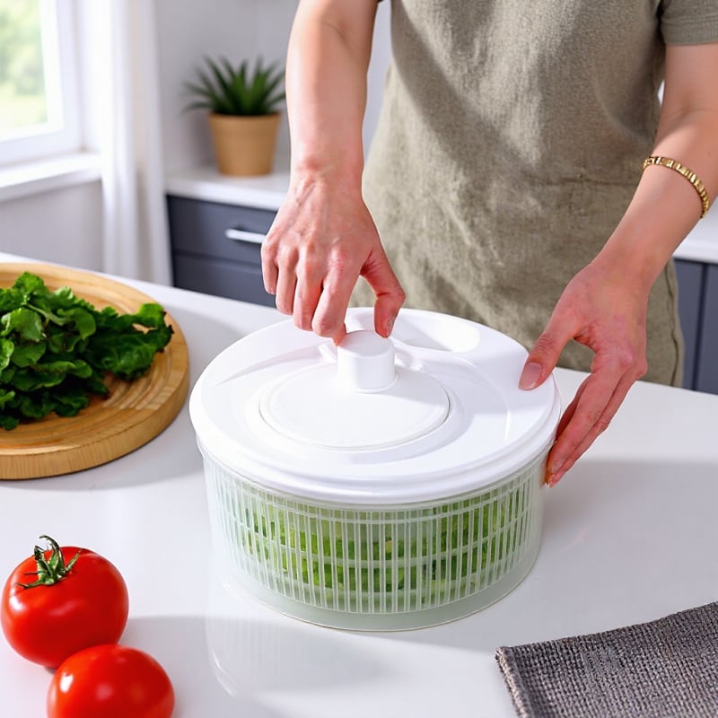 Spinner manual pentru salate și legume, dehidrator pentru fructe, ustensilă de bucătărie cu coș de scurgere