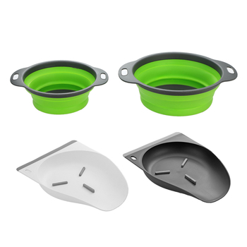 Coș pliabil de scurgere cu răzuitor și ghid de apă, pentru spălarea fructelor și legumelor, coș rotund din plastic pentru filtrare
