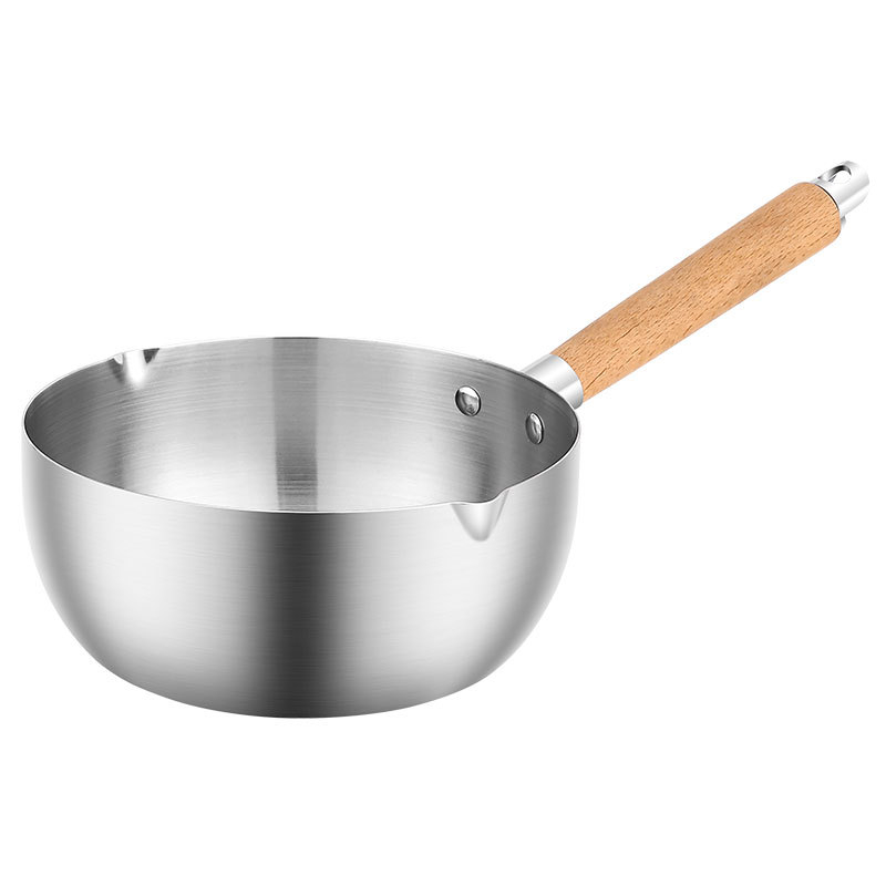 Baosheng oală din oțel inoxidabil, stil japonez, textură ciocănită, oală pentru lapte și supă, compatibilă cu inducția, capacitate 1.1–2 L