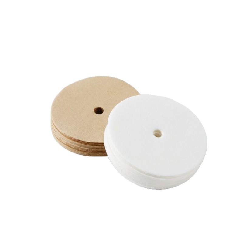Filtru de cafea circular, 95 mm, din pulpă de lemn, pentru infuzie manuală, culoare albă/naturală, cu găuri