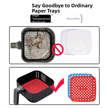 Covoraș din silicon pentru air fryer, de calitate alimentară, reutilizabil, protecție împotriva arsurilor, izolație termică