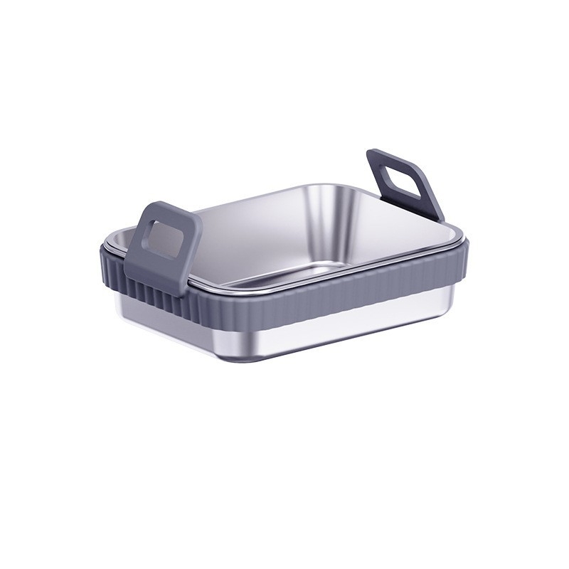 Tavă din oțel inoxidabil cu mâner din silicon pentru air fryer, protecție anti-arsuri — set de accesorii pentru grill