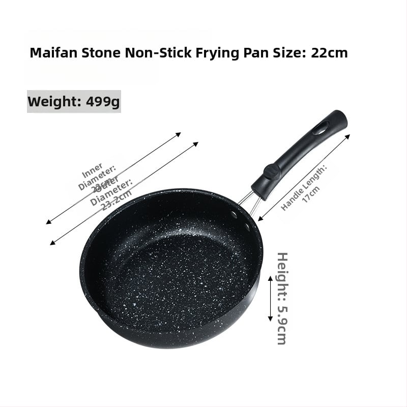Mini pan Maifanového kameňa, nepřilnavá, na steak a vajcia, pre domáce použitie, kompatibilná s indukčnými a plynovými platňami, hrubšia liatinová panvica
