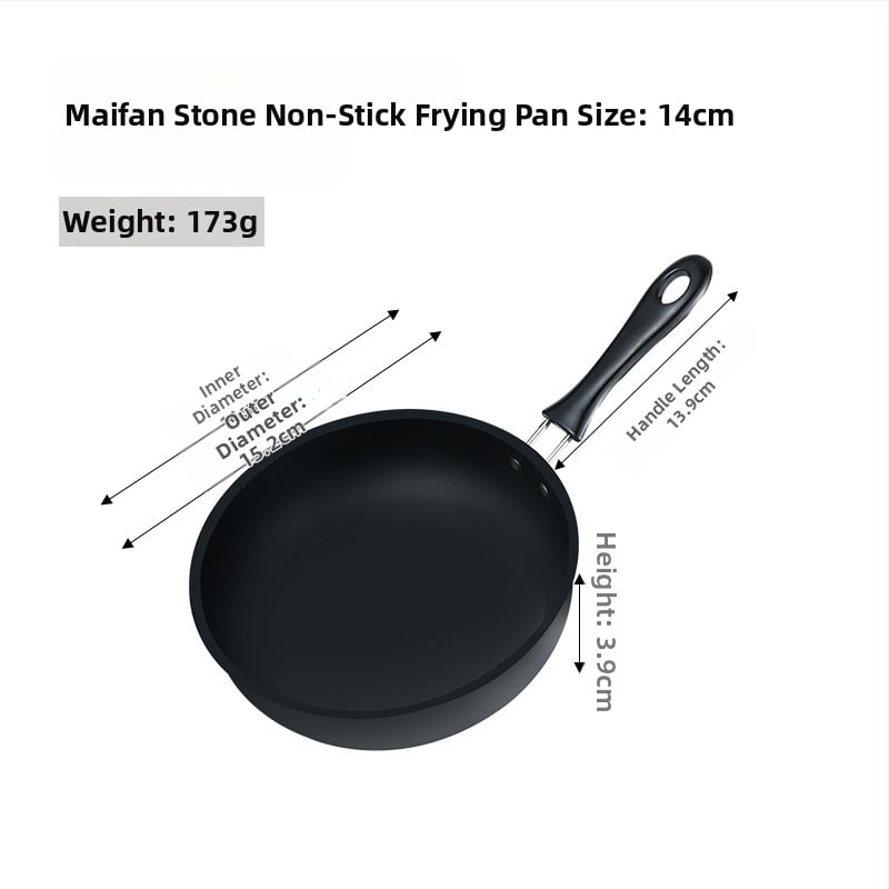 Mini pan Maifanového kameňa, nepřilnavá, na steak a vajcia, pre domáce použitie, kompatibilná s indukčnými a plynovými platňami, hrubšia liatinová panvica