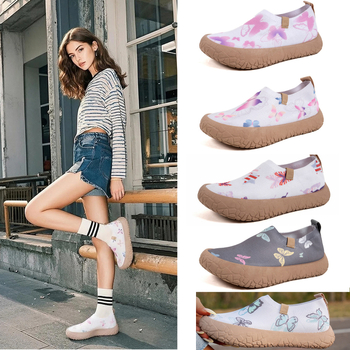 Női vastag talpú cipő rejtett magasságemeléssel, tavaszi puha talpú sportos–szabadidős slip-on cipő, széles, csúszásmentes