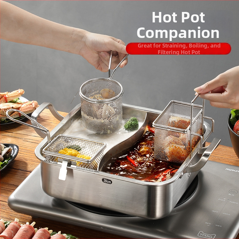 Nerezové sitko s hákom – viacúčelové sitko na cestoviny a varenie v hrnci