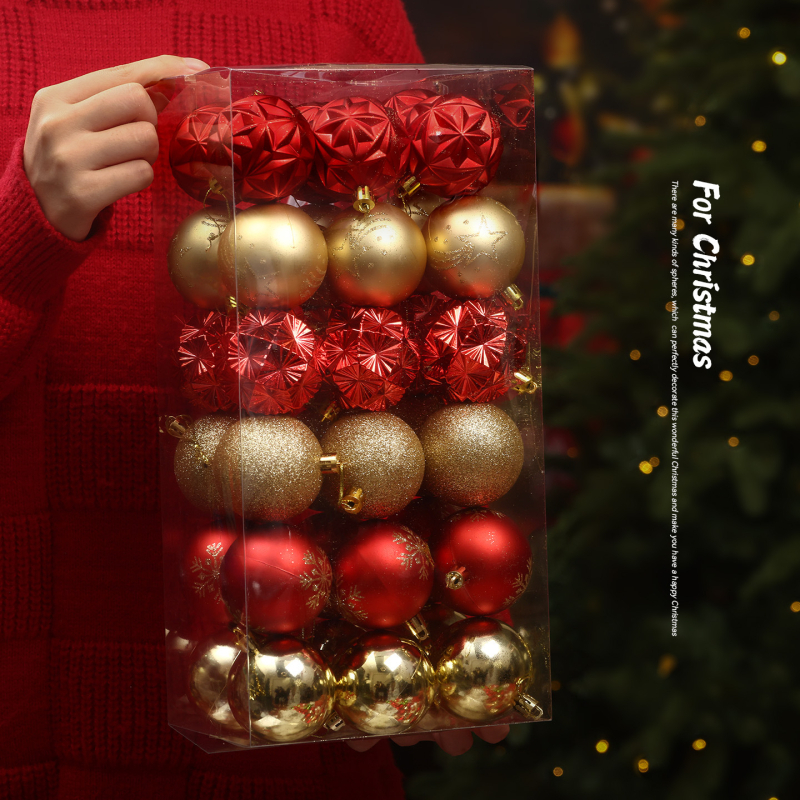 Set de 36 globuri de Crăciun, 6 cm, pentru brad