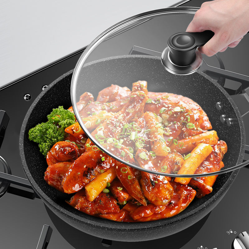 Capac din sticlă temperată, margine din oțel inox – capac universal pentru wok, oală și tigaie, compatibil cu vase antiaderente