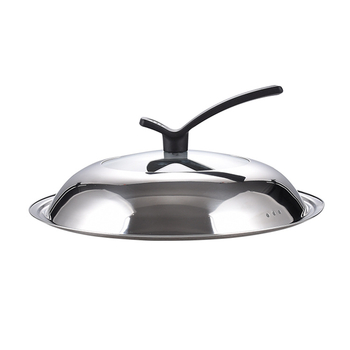 Manulife Capac wok din oțel inoxidabil îngroșat, cu sticlă transparentă, design arcuit, universal 26–40 cm