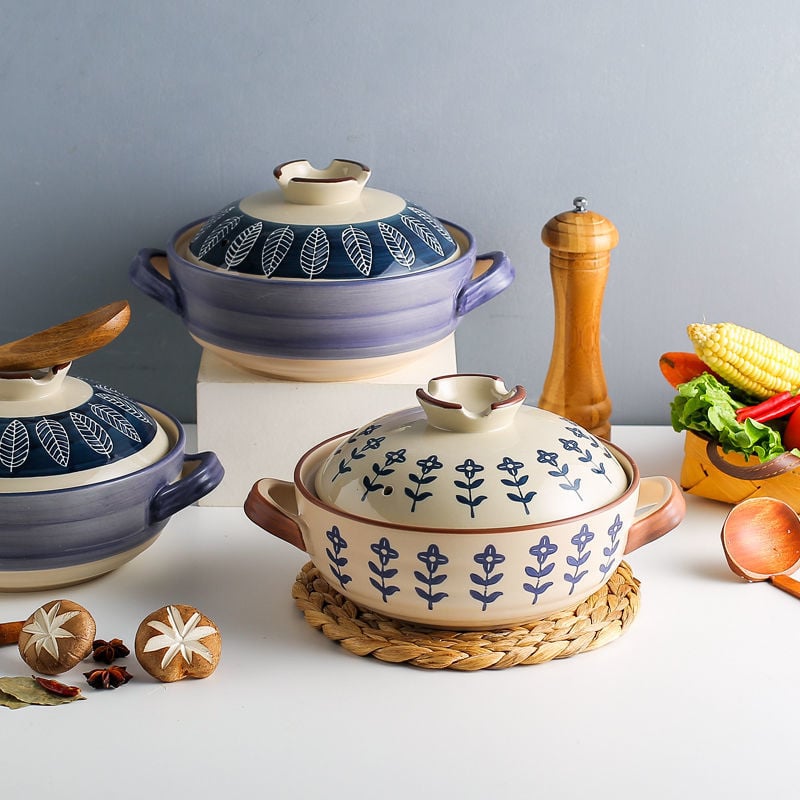 Oală ceramică în stil japonez pentru supe și tocăniță, rezistentă la temperaturi înalte, anti-crăpare, potrivită pentru aragaz cu gaze