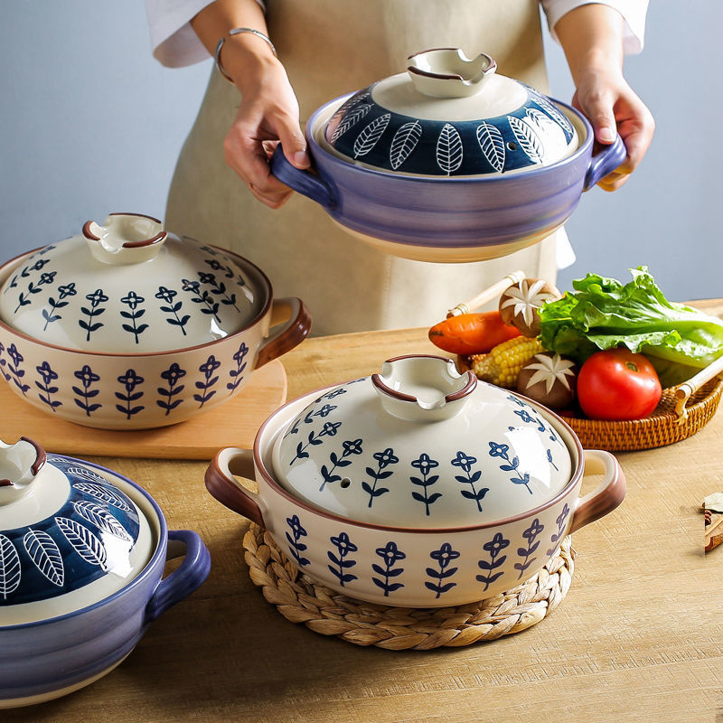 Oală ceramică în stil japonez pentru supe și tocăniță, rezistentă la temperaturi înalte, anti-crăpare, potrivită pentru aragaz cu gaze