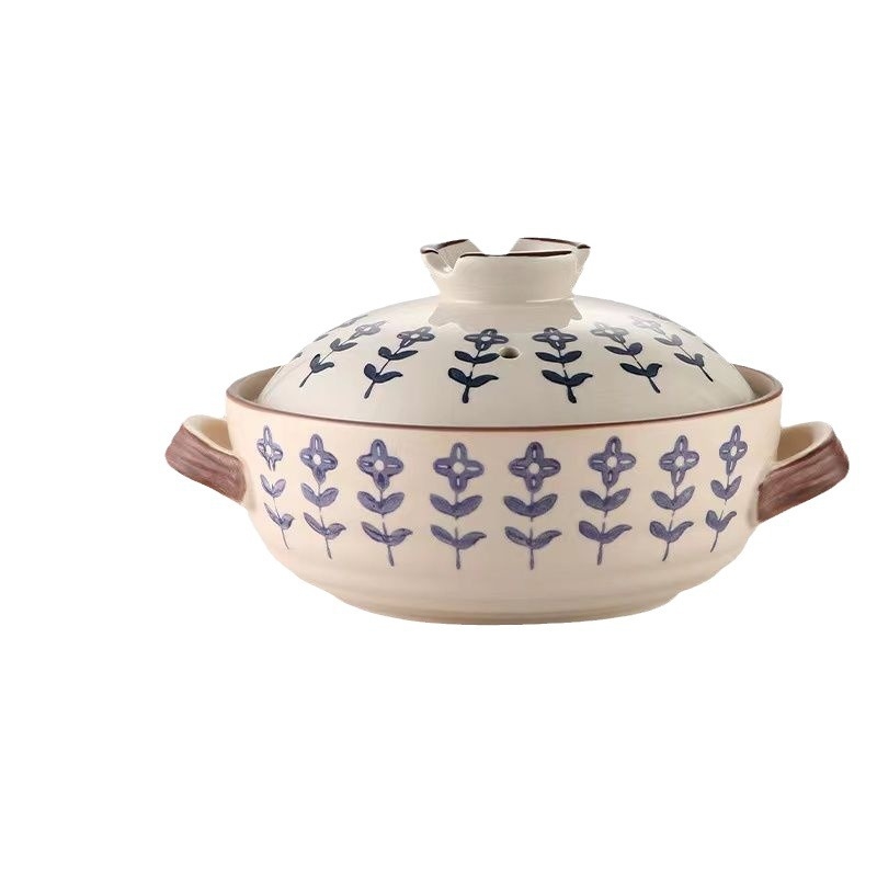 Oală ceramică în stil japonez pentru supe și tocăniță, rezistentă la temperaturi înalte, anti-crăpare, potrivită pentru aragaz cu gaze