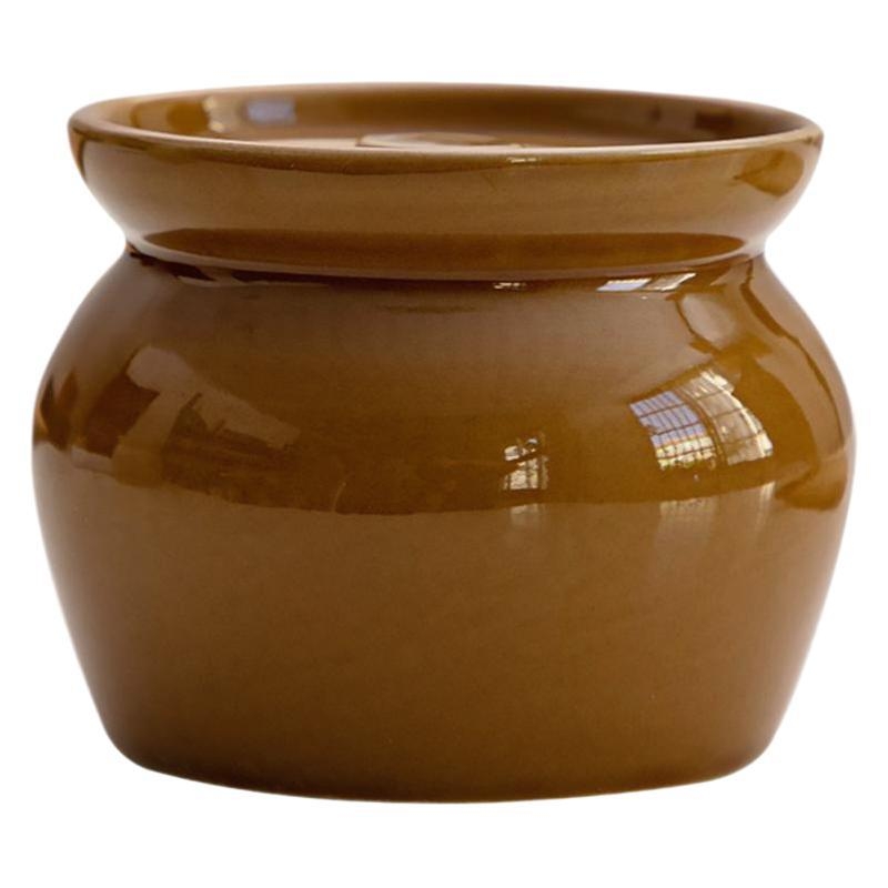 Oală ceramică de porțelan pentru o porție, cu capac, pentru ouă la abur și gătire în bain-marie