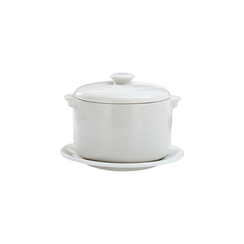 Vas ceramic cu mâner dublu și capac, pentru gătit în baie de apă; oală mică de supă, potrivită pentru cuib de păsări și ouă la abur.