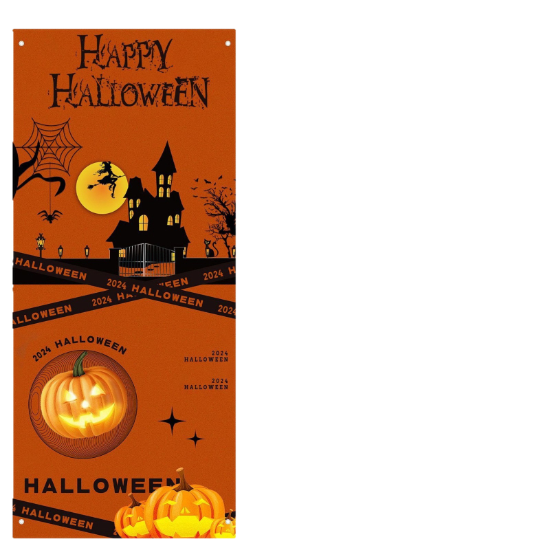 Draperie pentru ușa de Halloween – fundal înfricoșător cu zombi și vampiri