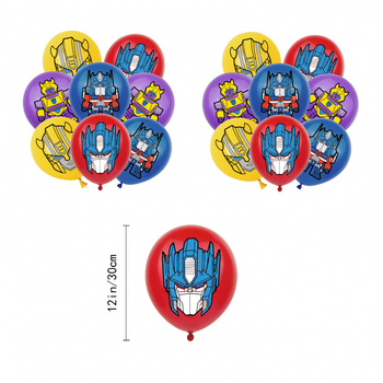 Set de decorațiuni pentru petrecere cu temă Transformers: banner, stegulețe, ornamente pentru tort și baloane