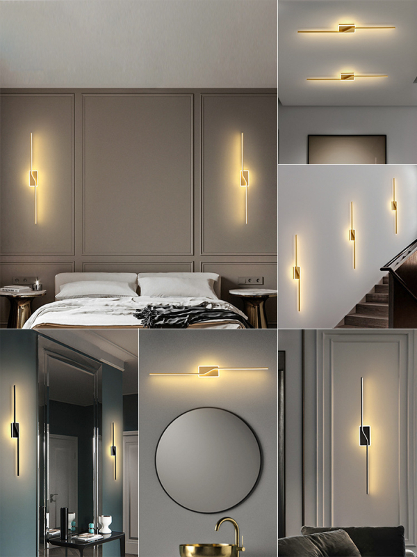 Lampa de perete din fier, cu abajur acrilic — LED liniar pentru living și dormitor