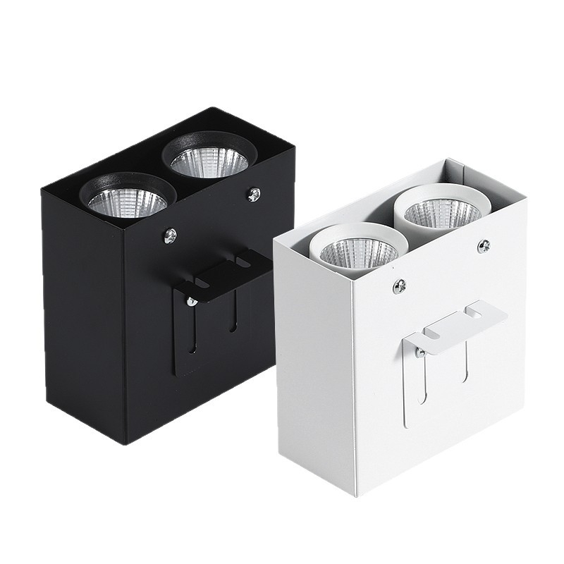 Lumină LED pentru canal pătrat, carcasă din aluminiu și lemn, downlight cu grilă cu două capete montat pe suprafață și proiector încasat