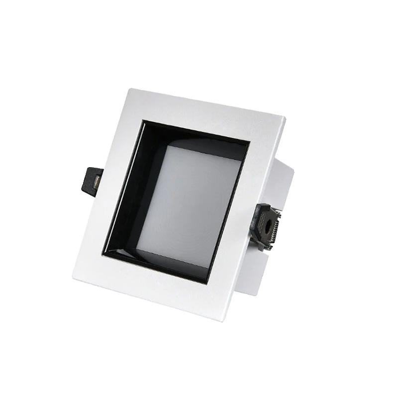 Downlight LED pătrat cu grilaj, deschidere mare, finisaj negru, iluminare de plafon pentru magazine de haine, înaltă luminozitate