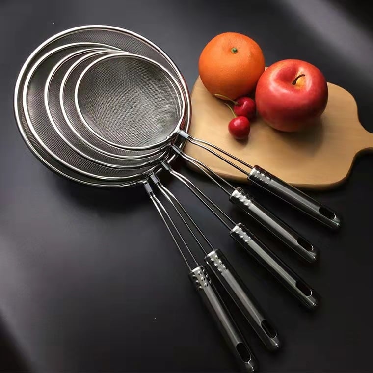 Oțel inoxidabil, plasă de filtrare cu margine lată pentru prăjit, cernere făină și filtrare lapte de soia