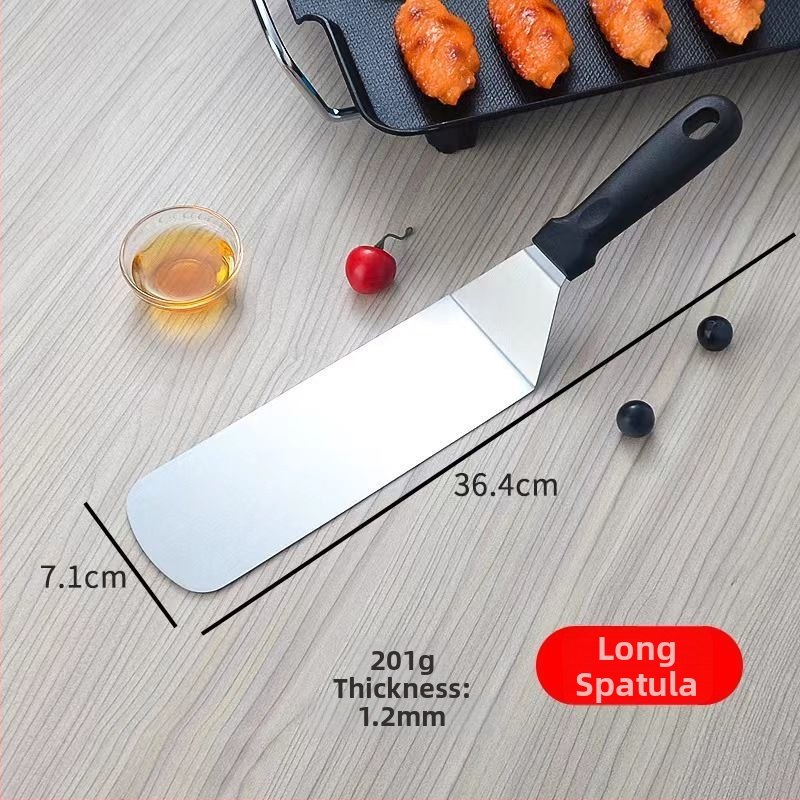 Nerezová oceľová teppanyaki špachtľa s gumovou rukoväťou — na palacinky, koláče a steaky, japonský štýl