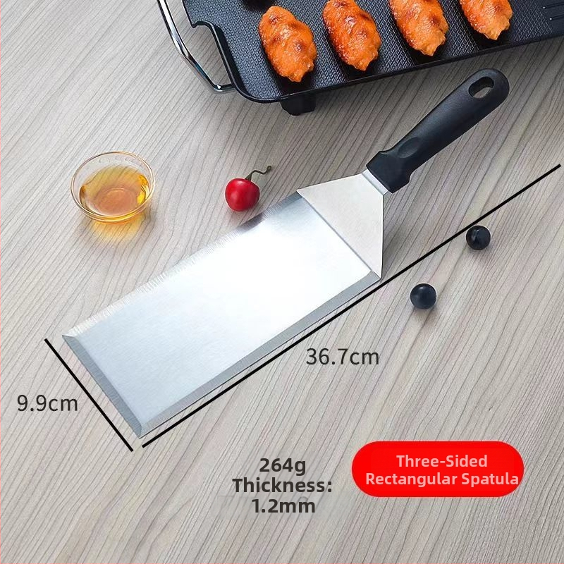 Nerezová oceľová teppanyaki špachtľa s gumovou rukoväťou — na palacinky, koláče a steaky, japonský štýl