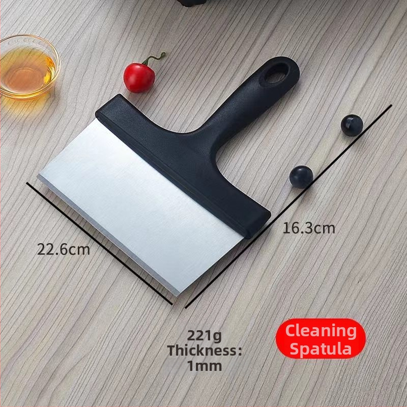 Nerezová oceľová teppanyaki špachtľa s gumovou rukoväťou — na palacinky, koláče a steaky, japonský štýl