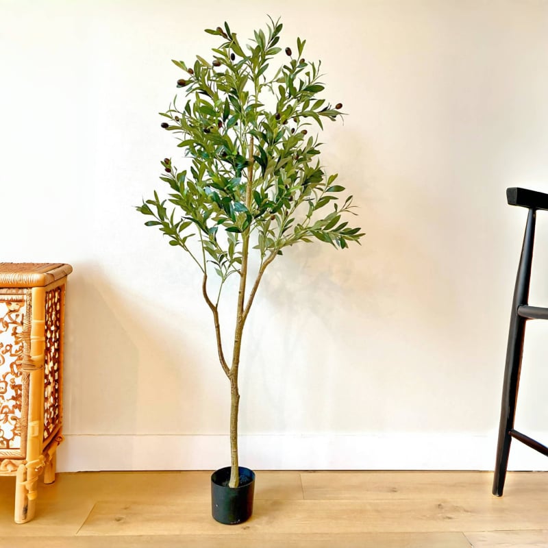 Arbore de măslin artificial cu aspect realist, demontabil, decor interior pentru living, plantă de podea